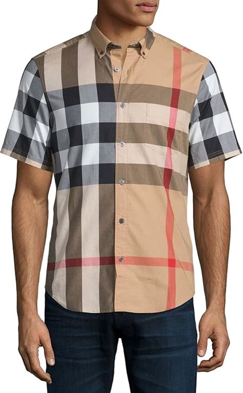 mens burberry short sleeve button down|Burberry men's button up shirt.